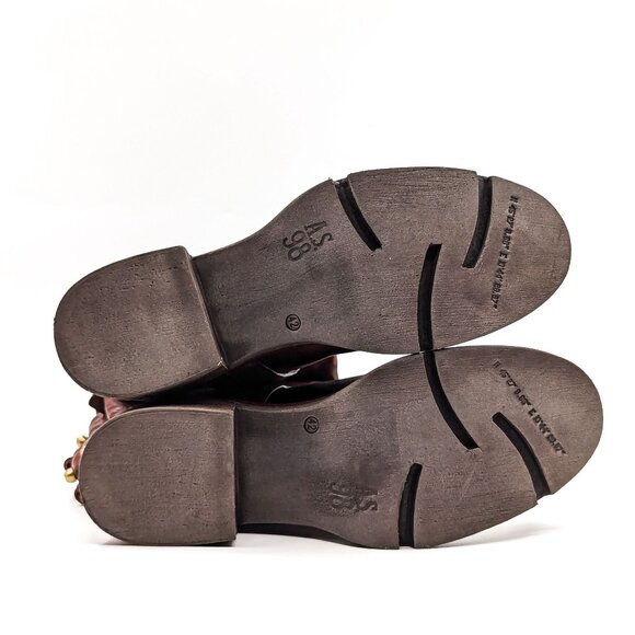 AS98 Wmn Elton Brown Leather Round Platform Moto Biker Boots 10.5-11US EUR42 - Picture 9 of 9